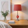 LLT Melody Blush Table Lamp with chrome stand and ceramic detail