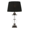 LLT Middleton Black Table Lamp with chrome glass base and silk shade
