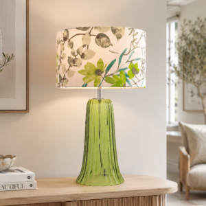 LLT Midori Ariana Table Lamp with green ribbed glass base