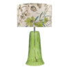 Elegant woodland pattern fabric shade with chrome accents