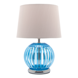 LLT Nadia Blue Table Lamp with white tapered shade