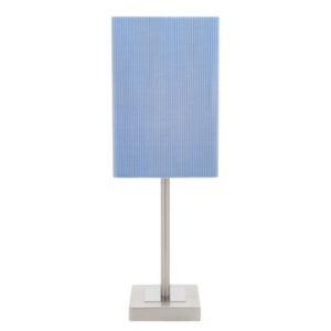 LLT Nina Blue Table Lamp with nickel base and faux silk shade