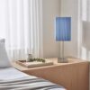 LLT Nina Blue Table Lamp with nickel finished square base