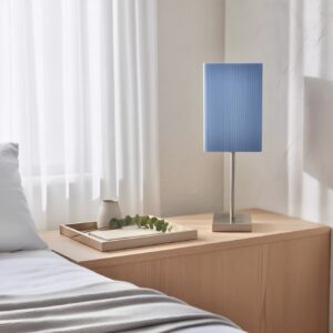 LLT Nina Blue Table Lamp with nickel finished square base