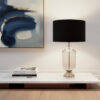 LLT Okee Black Table Lamp with smoked glass base and black shade