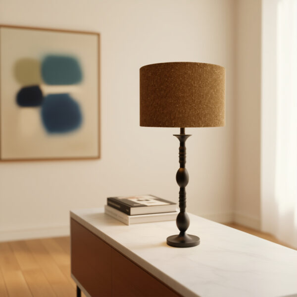 LLT Rafter Yellow Table Lamp with black powder coated spindle base