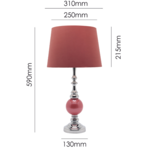 Polished chrome spindle table lamp with blush ceramic sphere