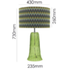 Modern green tinted glass table lamp with geometric shade