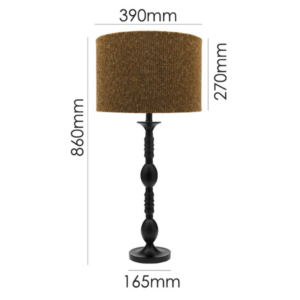 Modern matte black spindle table lamp with yellow shade