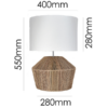 Modern table lamp with natural fibre detailing