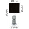 Smoked glass table lamp with black silk drum shade