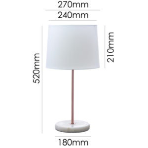 Marble finish table lamp with rose gold base