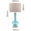 Blue tint glass table lamp with linen shade