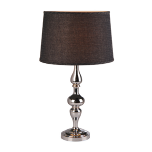 Chrome base table lamp with black textured shade