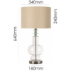 Clear glass table lamp with natural shade