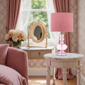 Modern pink glass bedside lamp for elegant home décor