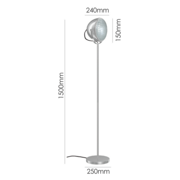 LLF Beama floor lamp featuring slim nickel stem and adjustable opal glass shade