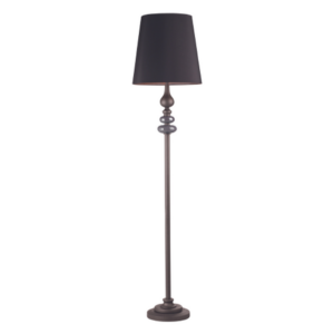 LLF Kingston Floor Lamp with graphite and greystone ornate base and grey lined tapered shade