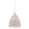 LLP Belle pendant light illuminated showing soft warm glow through white metal daisy flower shade