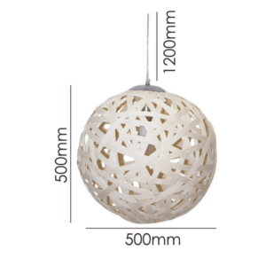 LLP Press 500 Pendant Light with white painted interlaced paper globe shade on clear cord suspension against white background
