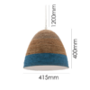 LLP Salem Blue Pendant Light with brown twine dome shade and blue painted base on clear cord suspension against white background
