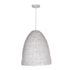 LLP Salem Hush Pendant Light with white painted hemp rope dome shade and white cord suspension