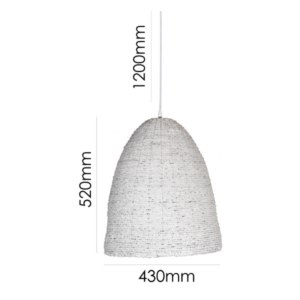 LLP Salem Hush pendant light featuring hand-wrapped white hemp rope tapered dome shade on white cord