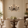 LLP Terrace 8LT Pendant Light styled as grand centrepiece in elegant formal dining room interior with warm ambient lighting