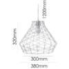 LLP Trix 1 pendant light hanging on clear cord suspension showing full diamond wire and string shade silhouette with exposed bulb