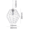 LLP Trix 2 pendant light close up showing white painted metal wire faceted globe frame with interwoven white heatproof string pattern