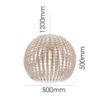 LLP Urchin 500 pendant light illuminated showing warm filament bulb glowing through woven natural white string globe shade