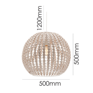 LLP Urchin 500 pendant light illuminated showing warm filament bulb glowing through woven natural white string globe shade