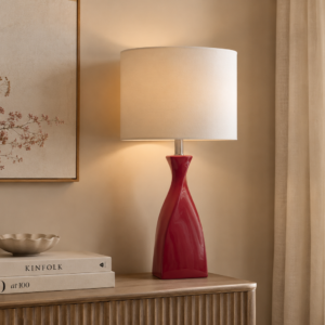 Ceramic table lamp with masala coloured base