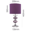 Elegant purple table lamp with chrome base and fabric shade