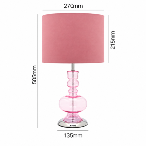 pink glass table lamp with pink shade