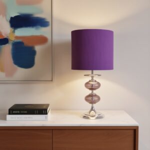 LLT Violet Table Lamp with chrome base and violet fabric shade