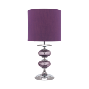 LLT Violet Table Lamp with chrome base and violet fabric shade