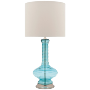 White glass table lamp with polished nickel base