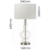 Clear glass table lamp with white drum shade