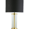 Glass cylinder table lamp with black shade