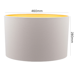 Canary White Linen Drum Lamp Shade styled on a table lamp with neutral living room furnishings