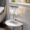 Crystal chandelier style table lamp with chrome base