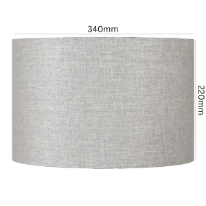 Linen Ash Grey Drum Lamp Shade 34cm styled on a bedside lamp with neutral bedroom decor