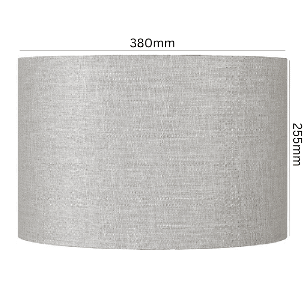Linen Ash Grey Drum Lamp Shade 38cm against a white background