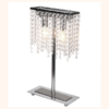LLT Crystie Deluxe table lamp featuring black chrome rectangular frame with sparkling crystal drop curtain