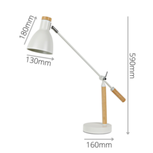 Modern desk lamp with white metal finish