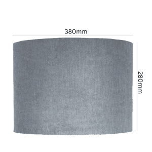 Capri Cloud Grey Velvet Drum Lamp Shade styled on a bedside lamp with neutral bedroom decor