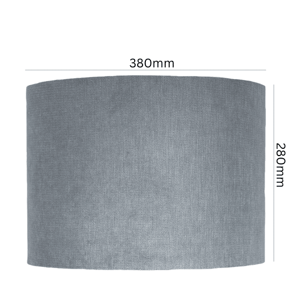 Capri Cloud Grey Velvet Drum Lamp Shade styled on a bedside lamp with neutral bedroom decor