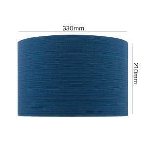 Fibre Blue Linen Velcro Drum Lamp Shade styled on a table lamp with neutral living room decor