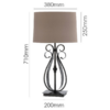 Elegant curved metal table lamp for bedroom or living room